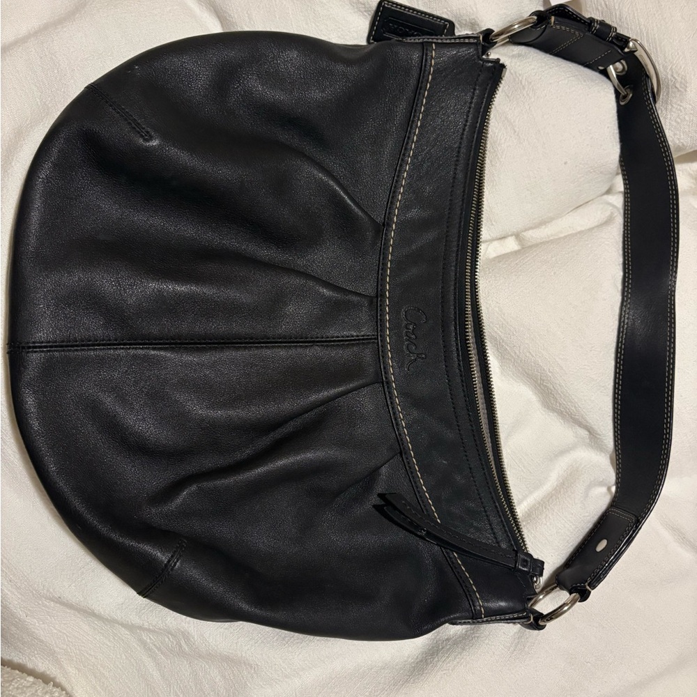 Coach Black Leather Hobo Bag